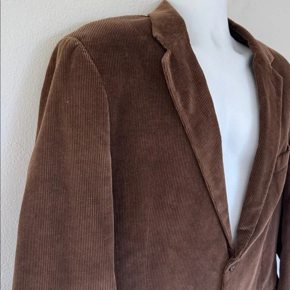 Saddlebred men’s dark brown corduroy double button blazer jacket size 44R